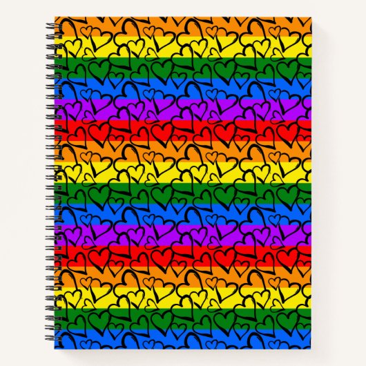Rainbow Heart Pattern Notitieboek (Voorkant)