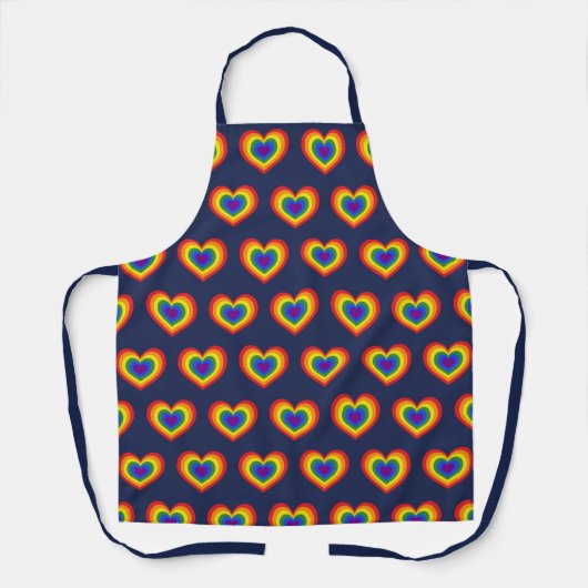 Rainbow Heart Pattern op Navy Blue Schort (Voorkant)