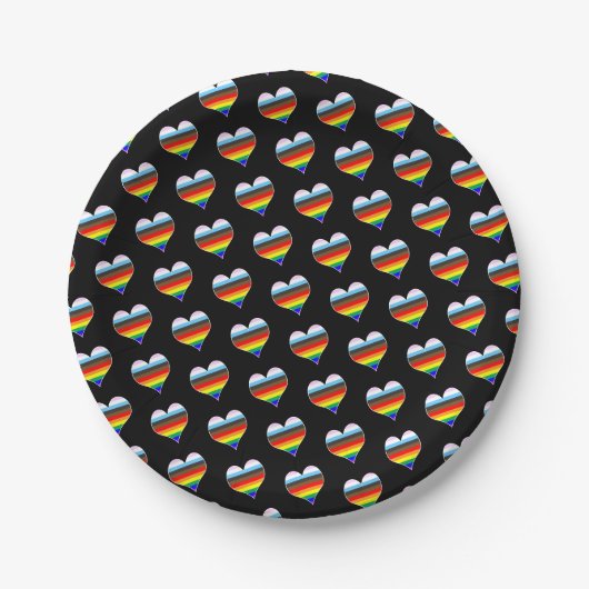 Rainbow Heart Pattern Papieren Bordje (Voorkant)