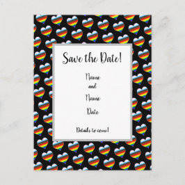 Rainbow Heart Pattern Save the Date Briefkaart