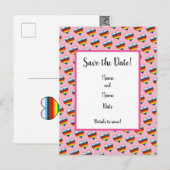 Rainbow Heart Pattern Save the Date Briefkaart (Voorkant / Achterkant)