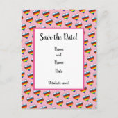 Rainbow Heart Pattern Save the Date Briefkaart (Voorkant)