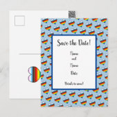 Rainbow Heart Pattern Save the Date Briefkaart (Voorkant / Achterkant)
