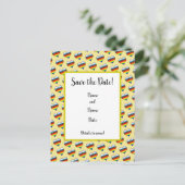 Rainbow Heart Pattern Save the Date Briefkaart (Staand voorkant)