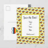 Rainbow Heart Pattern Save the Date Briefkaart (Voorkant / Achterkant)