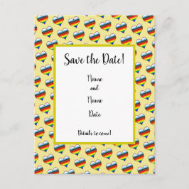 Rainbow Heart Pattern Save the Date Briefkaart