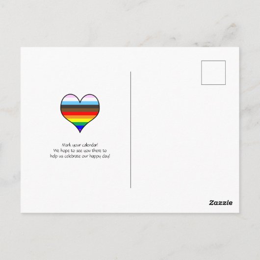 Rainbow Heart Pattern Save the Date Briefkaart (Achterkant)
