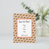 Rainbow Heart Pattern Save the Date Briefkaart (Staand voorkant)