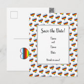 Rainbow Heart Pattern Save the Date Briefkaart (Voorkant / Achterkant)
