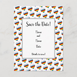 Rainbow Heart Pattern Save the Date Briefkaart