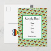 Rainbow Heart Pattern Save the Date Briefkaart (Voorkant / Achterkant)