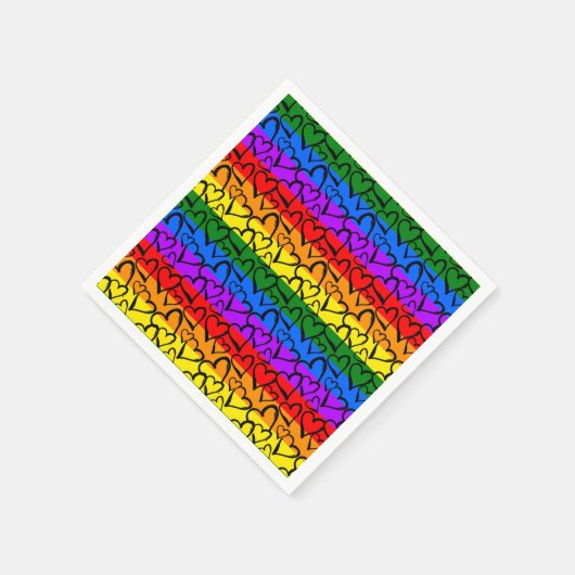 Rainbow Heart Pattern Servet (Hoek)