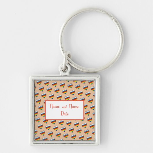 Rainbow Heart Pattern Sleutelhanger (Voorkant)