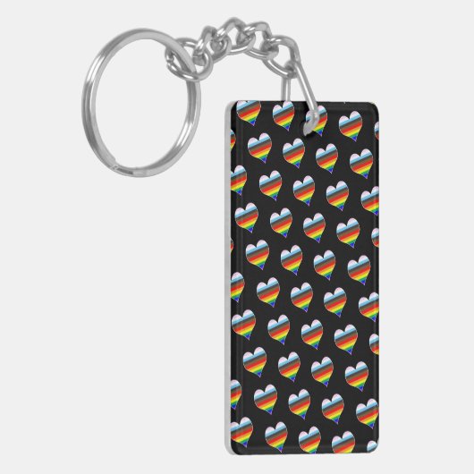 Rainbow Heart Pattern Sleutelhanger (Voorkant Links)