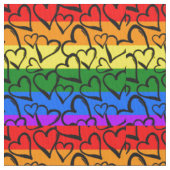Rainbow Heart Pattern Stof (Close Up)
