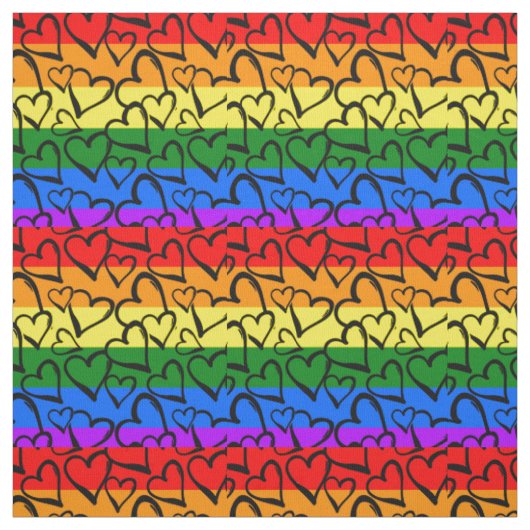 Rainbow Heart Pattern Stof (Swatch)