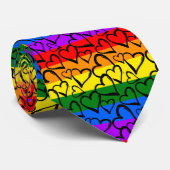 Rainbow Heart Pattern Stropdas (Opgerold)
