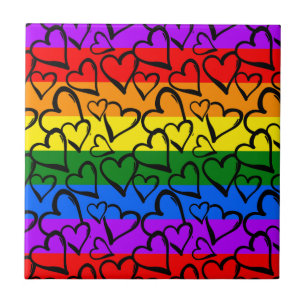 Rainbow Heart Pattern Tegeltje