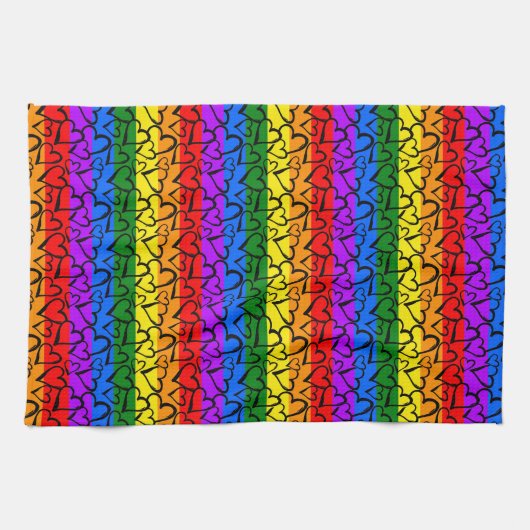 Rainbow Heart Pattern Theedoek (Horizontaal)