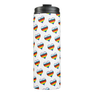 Rainbow Heart Pattern Thermal Tumbler Thermosbeker