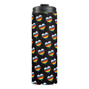 Rainbow Heart Pattern Thermal Tumbler Thermosbeker