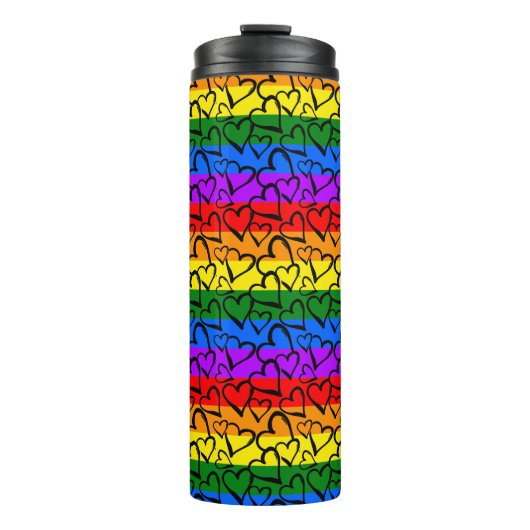 Rainbow Heart Pattern Thermosbeker (Voorkant)