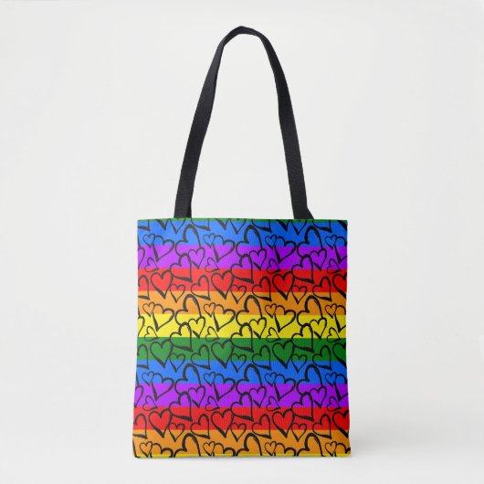 Rainbow Heart Pattern Tote Bag (Voorkant)
