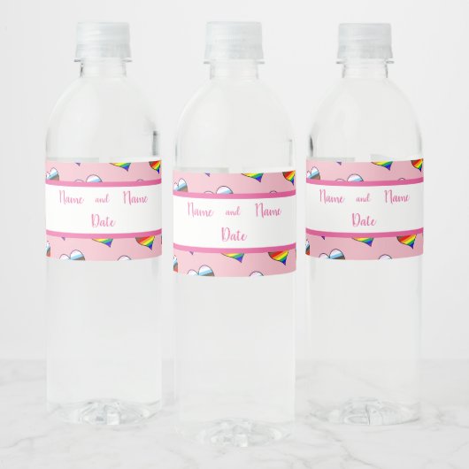 Rainbow Heart Pattern Water Fles Label Waterfles Etiket (Flessen)