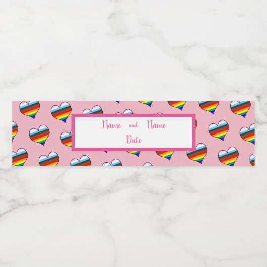Rainbow Heart Pattern Water Fles Label Waterfles Etiket (Enkel label)