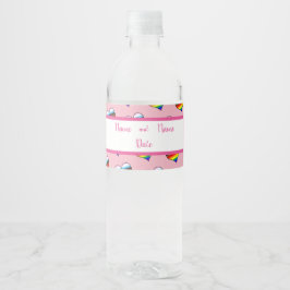 Rainbow Heart Pattern Water Fles Label Waterfles Etiket