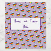 Rainbow Heart Pattern Wijn Etiket (Enkel label)