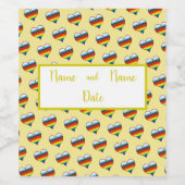 Rainbow Heart Pattern Wine Label Wijn Etiket (Enkel label)