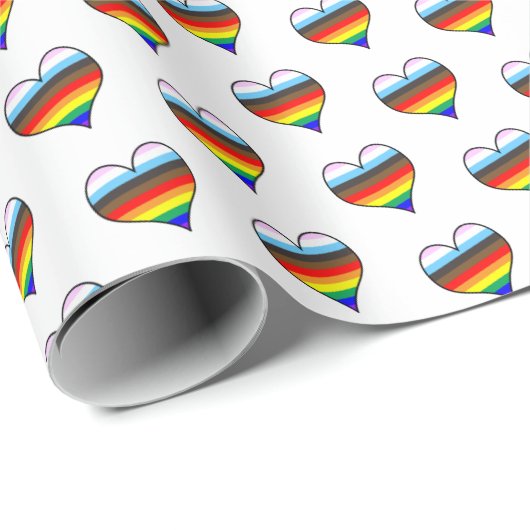 Rainbow Heart Pattern Wrapping Paper Cadeaupapier (Rol Hoek)