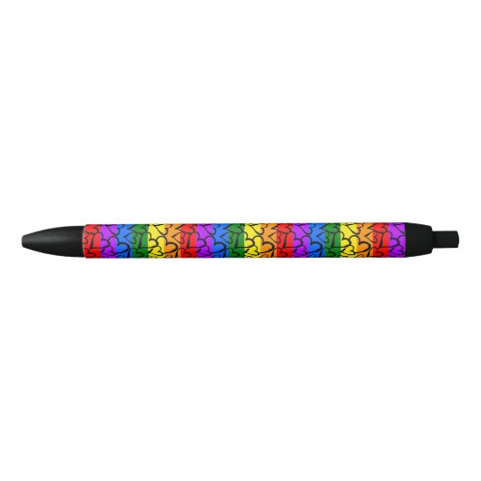 Rainbow Heart Pattern Zwarte Inkt Pen (Voorkant)