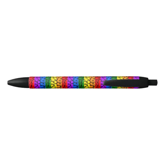 Rainbow Heart Pattern Zwarte Inkt Pen (Achterkant)
