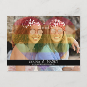 Rainbow Heart Photo Gay Pride Save the Date Briefkaart