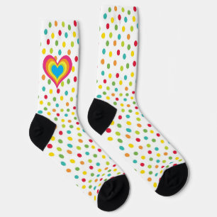 Rainbow Heart Polka Dots Sokken