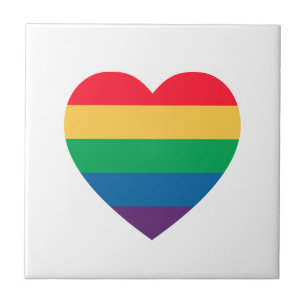 Rainbow Heart Pride Ceramic Tile Tegeltje