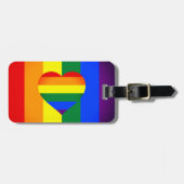 Rainbow Heart & Pride Rainbow Flag /LGBT gemeensch Bagagelabel (Voorkant horizontaal)