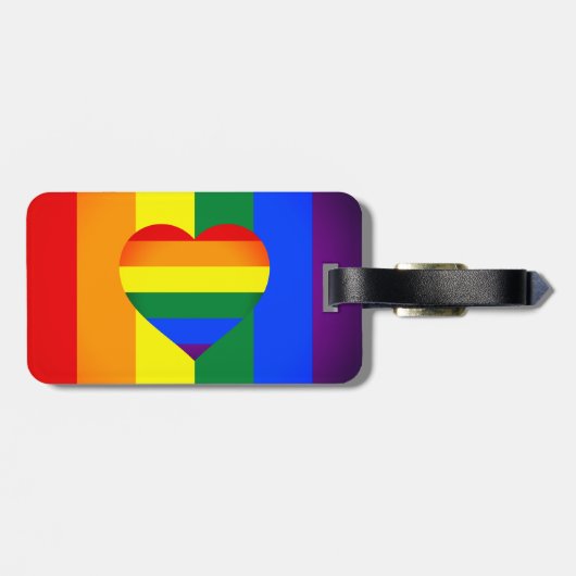 Rainbow Heart & Pride Rainbow Flag /LGBT gemeensch Bagagelabel (Achterkant horizontaal)