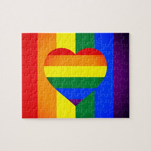 Rainbow Heart & Pride Rainbow Flag /LGBT gemeensch Legpuzzel (Horizontaal)