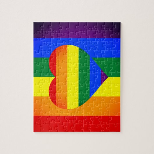 Rainbow Heart & Pride Rainbow Flag /LGBT gemeensch Legpuzzel (Verticaal)