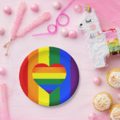 Rainbow Heart & Pride Rainbow Flag /LGBT gemeensch Papieren Bordje (Feest)