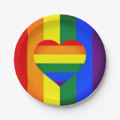 Rainbow Heart & Pride Rainbow Flag /LGBT gemeensch Papieren Bordje (Voorkant)