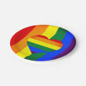 Rainbow Heart & Pride Rainbow Flag /LGBT gemeensch Papieren Bordje (Gekanteld)