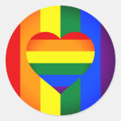 Rainbow Heart & Pride Rainbow Flag /LGBT gemeensch Ronde Sticker (Voorkant)