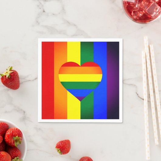 Rainbow Heart & Pride Rainbow Flag /LGBT gemeensch Servet (Insitu)