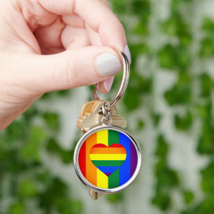 Rainbow Heart & Pride Rainbow Flag /LGBT gemeensch Sleutelhanger