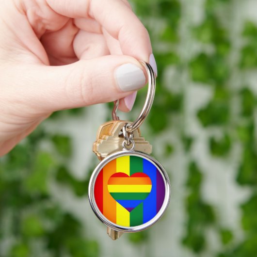 Rainbow Heart & Pride Rainbow Flag /LGBT gemeensch Sleutelhanger (Hand)