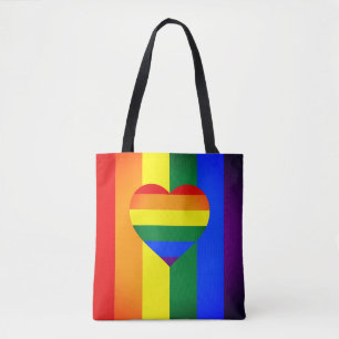 Rainbow Heart & Pride Rainbow Flag /LGBT gemeensch Tote Bag